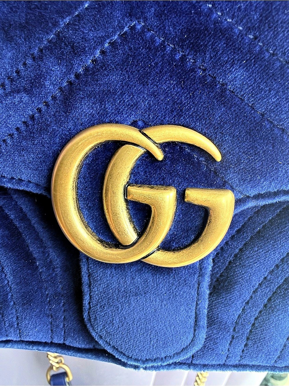 Gucci GG Marmont Velvet Small Shoulder Bag Blue - Picture 5 of 16